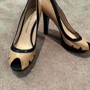 Audrey Brooke Black and Tan Stiletto Heels